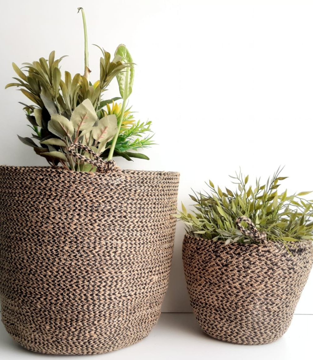 Brown Jute silk plant pot basket detailed 1