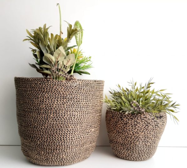 Brown Jute silk plant pot basket detailed 1