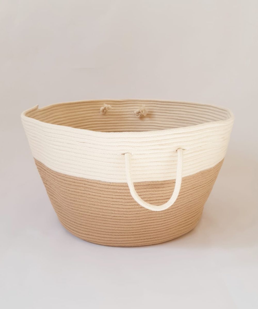 large beige cotton silk basket