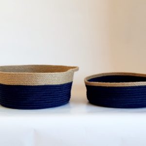 set of 2 small silk navy blue