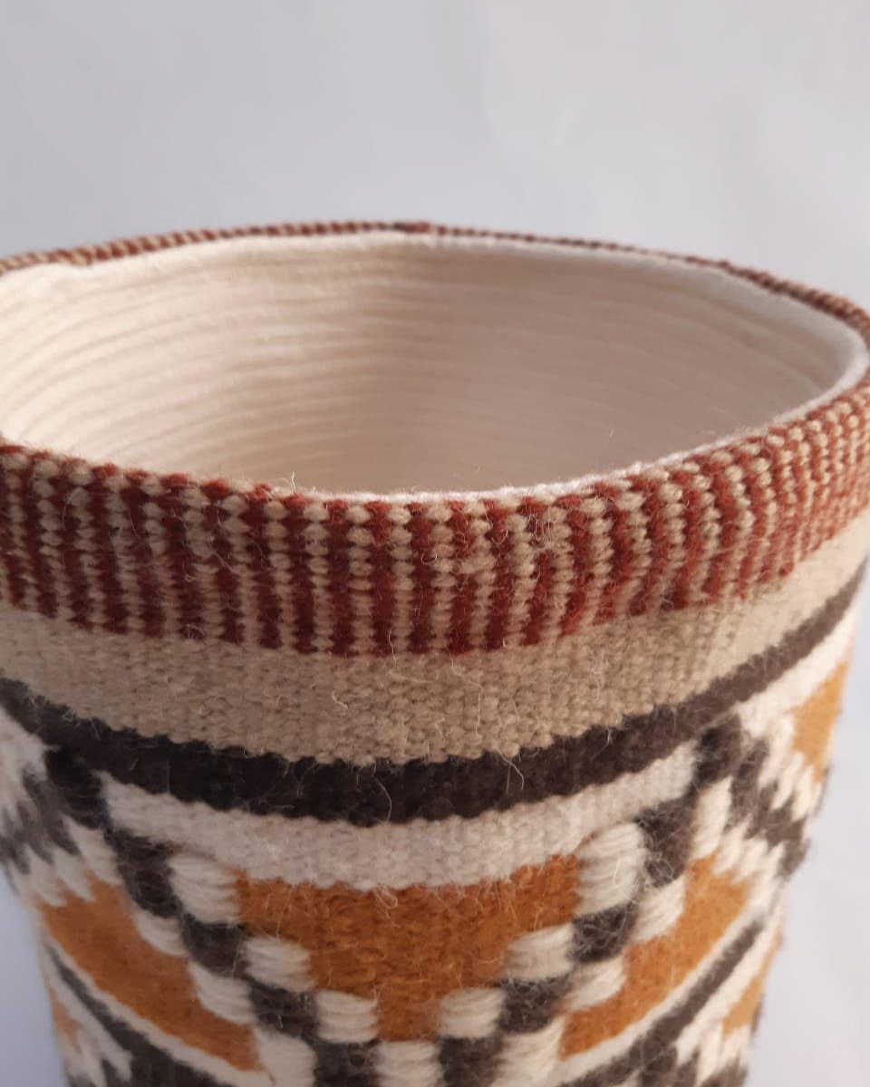 Geometric wool cotton basket